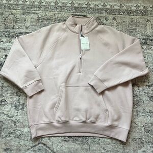 Aritzia Mega Raglan Half Zip Bow Pink
